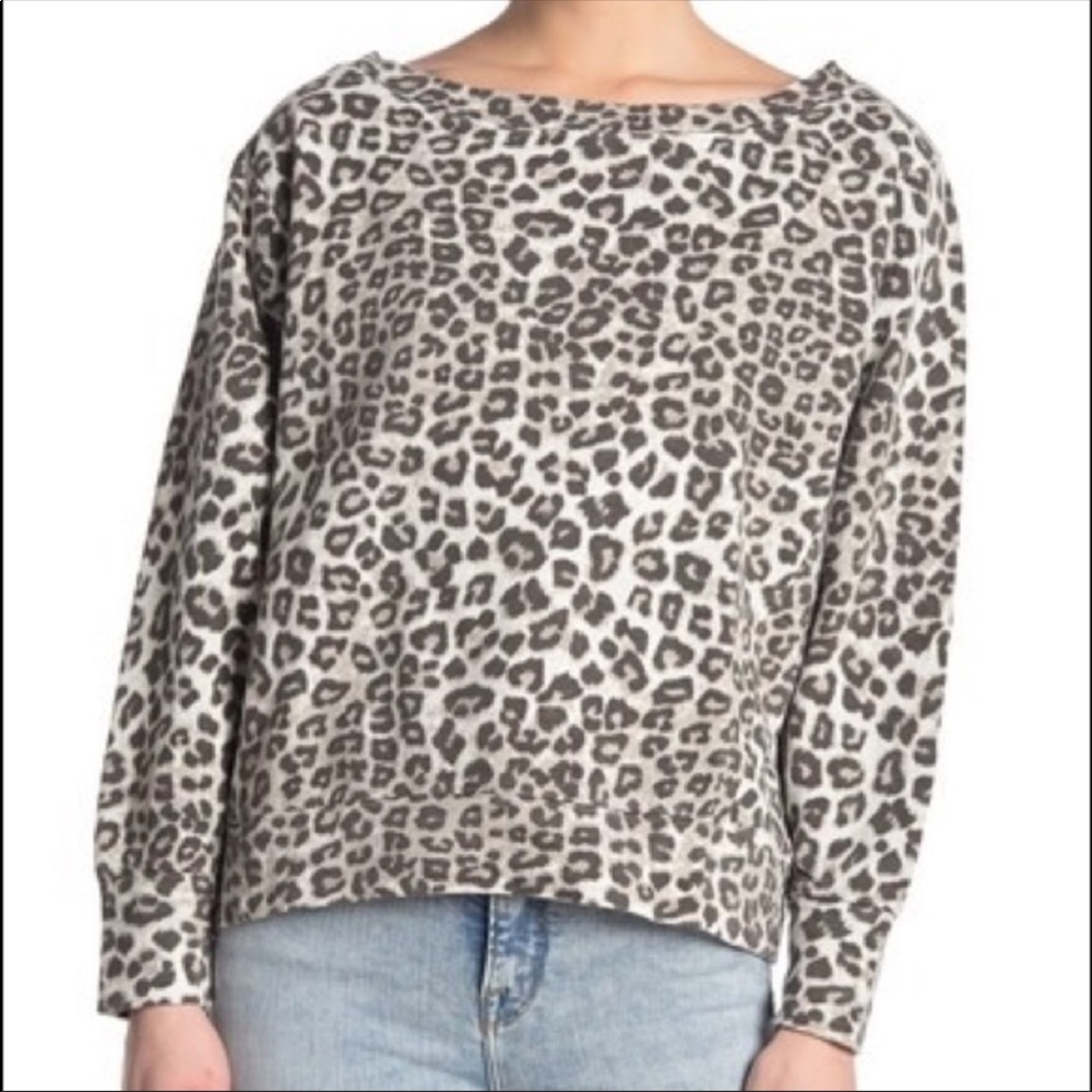 Good American Cheetah Print Pullover Sweatshirt Size 0